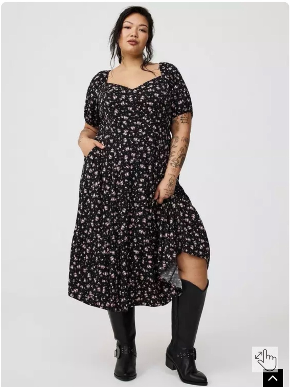 TORRID Midi Puff-Sleeve Tiered Dress